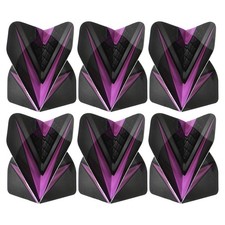 Dart Wings, 6pcs PET Standard Darts Accessories V Style, Black, Clear Purple