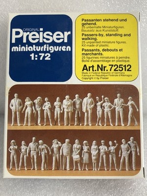 Preiser 72512 1/72 Unpainted Figures -- People Standing and Walking pkg(25)