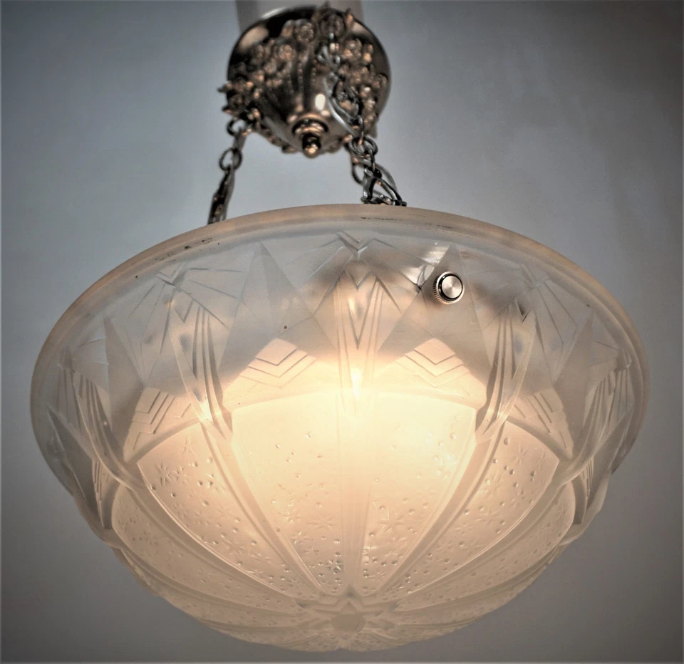 КУЛОН MULLER FRERES ФРАНЦУЗСКИЙ 1930 АРТ-ДЕКО люстра готова к установке - Изображение 2 из 4