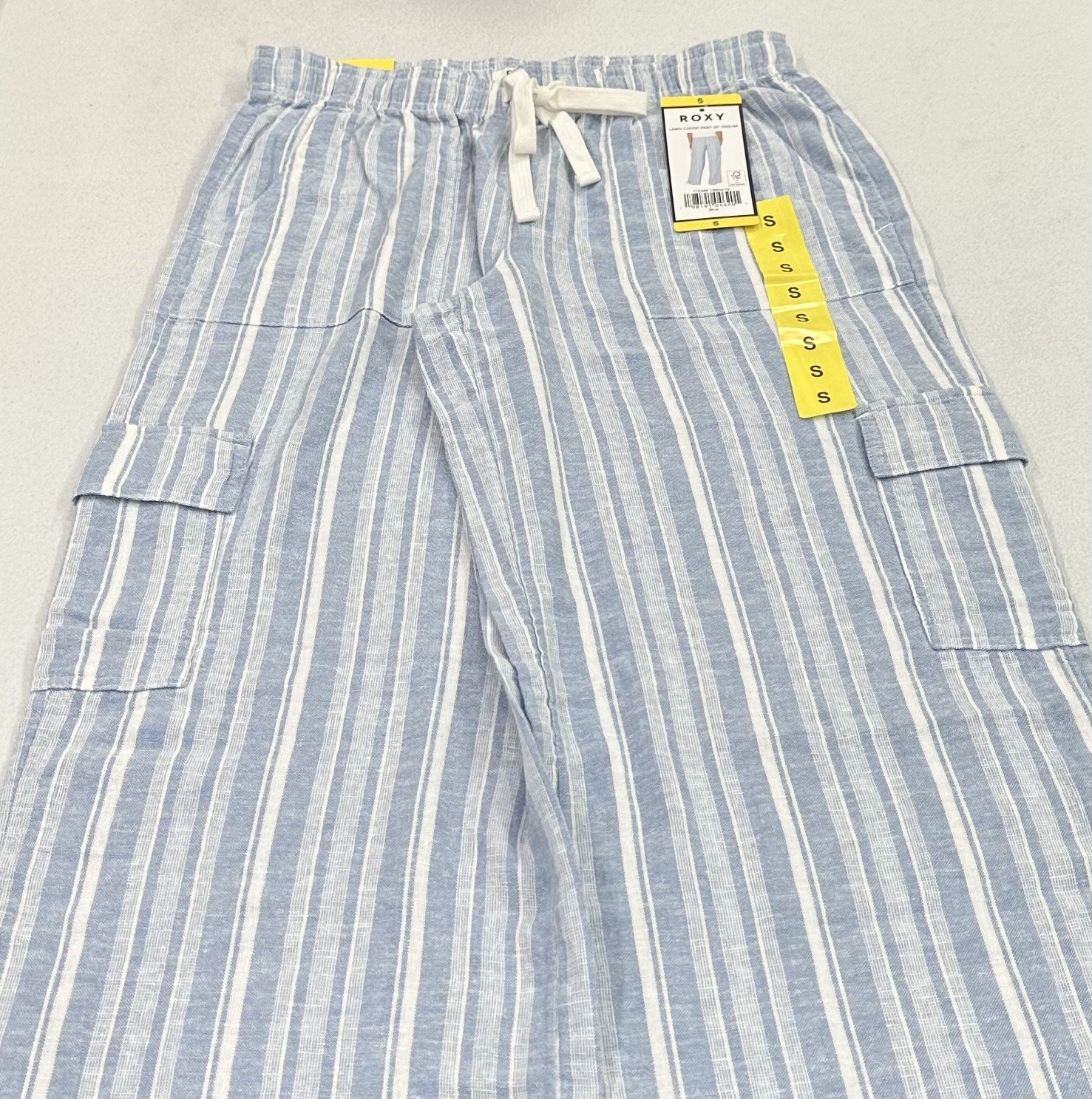 Roxy Women's Striped Cargo Pockets Pants, Blue, Size S