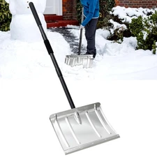 Snow Shovel, Aluminum Portable Snow Pusher Shovel Heavy Duty Metal Snow Shove...