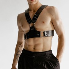 Men's Lingerie Costume PU Leather Body Chest Harness Straps Belt Night Clubwear