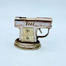Vintage Pistol Gun Lighter Made in Japan Untested  Tabletop Mother Of Pearl