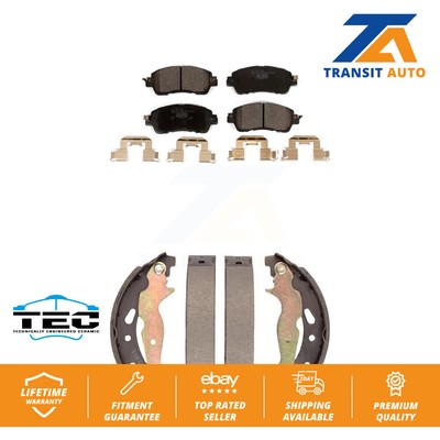 Front Rear Ceramic Brake Pads And Drum Shoes Kit For Toyota Yaris iA Scion