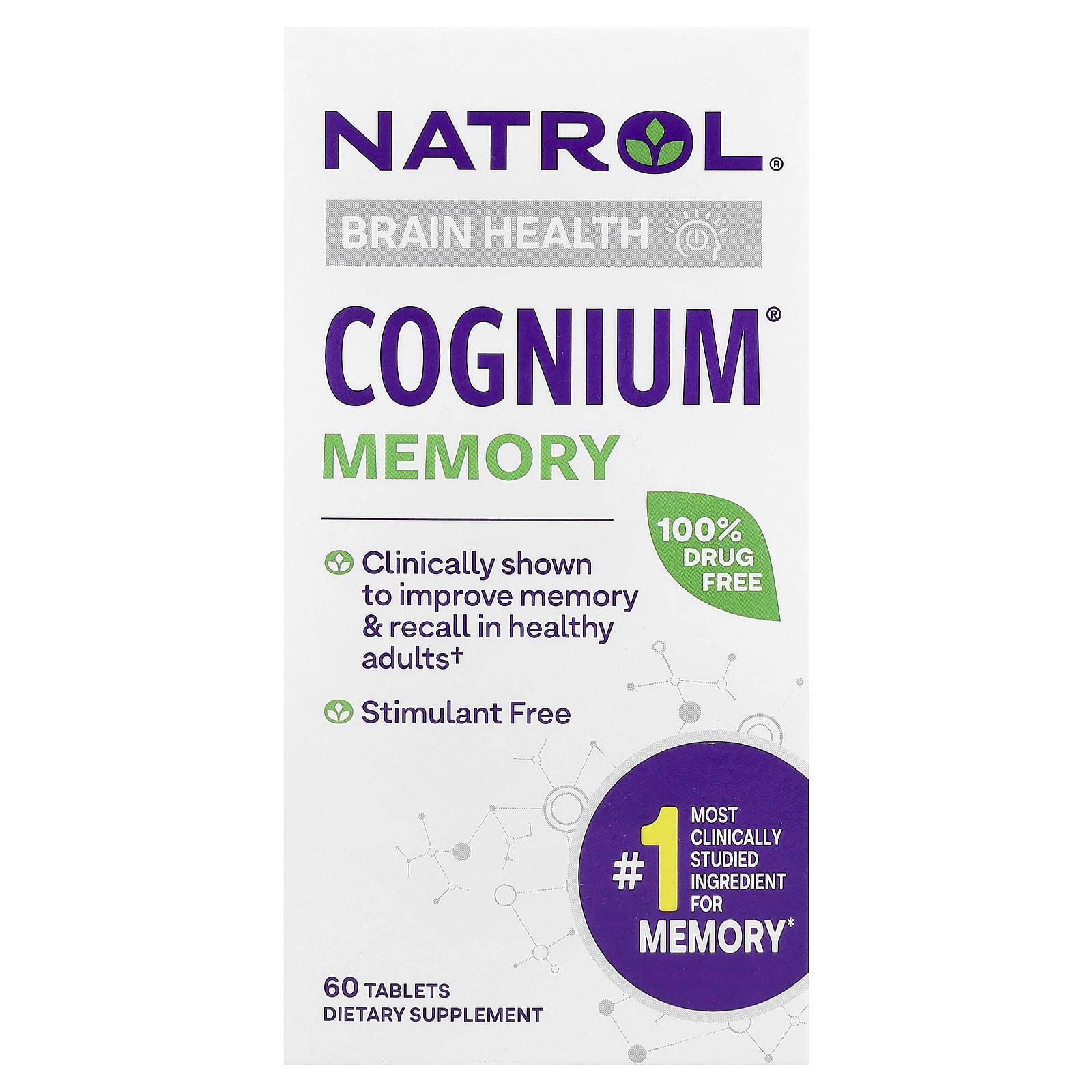 Natrol Cognium 60 Tablets Egg-Free Fish Free Milk-Free No Artificial Colors 5190₽