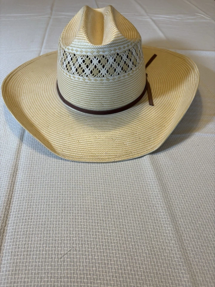 Соломенная ковбойская шляпа American Hat Company Style 1022, размер 7 7/8 Cattleman 4 дюйма с полями - Изображение 2 из 4