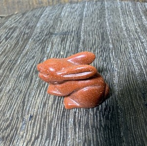 Vintage Miniature Hand Carved Hare Rabbit Bunny Figurine Brown Sand Stone Easter