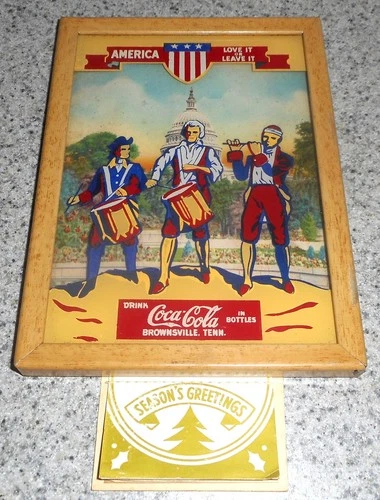 Vintage WW11 Reverse on Glass Painting Coca Cola 1942 Calender