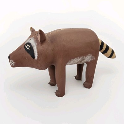 David Alvarez Carved Folk Art Painted Large RACCOON Sculpture 19x10x6, ICONIC