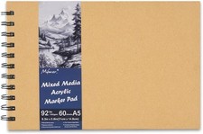 5.8" x 8.3" Mixed Media Sketch Book,Spiral Bound Hardcover Sketchbook,60 Sheets