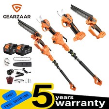 Electric Chainsaw Cordless Long Reach Shears Pruning Set 2 Batteries & Charger
