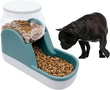Automatic Dog Cat Food Feeder Gravity Dispenser 1 Gallon Large Capacity - Blue