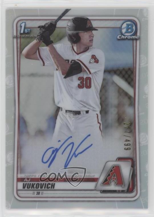2020 Bowman Draft Chrome Picks Refractor 217/499 AJ Vukovich #CDA-AV Auto 01mg