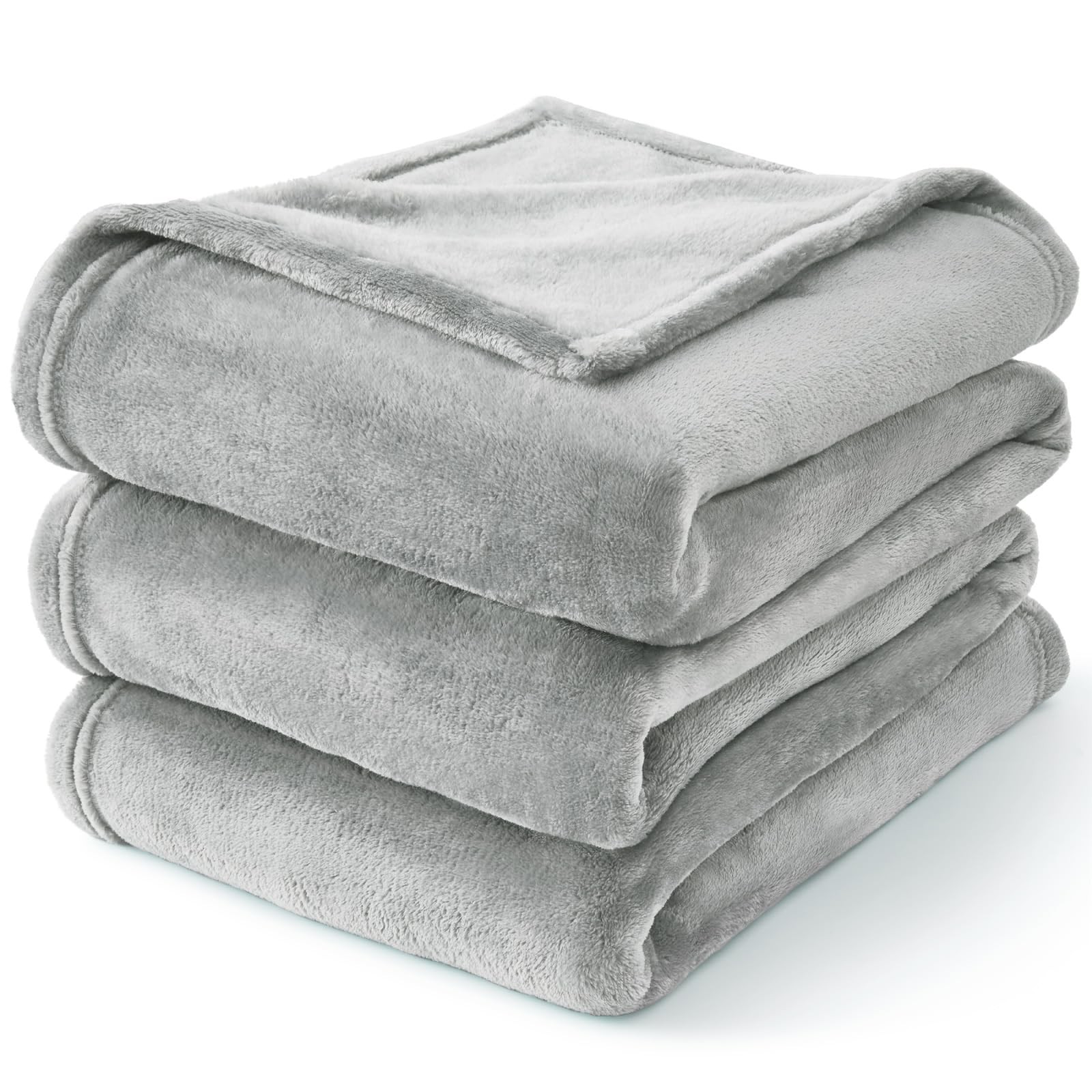 BEDELITE Fleece Blanket Light Grey Throw Blankets for Couch  Bed, Luxury Plus...