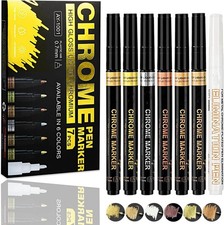 Hanboost 6 Color Liquid Chrome Marker Set with 1 Remover, Paint Pens for Model 