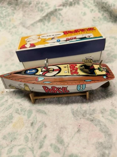 SCHYLLING POPEYE WIND UP TIN SPEEDBOAT 1996
