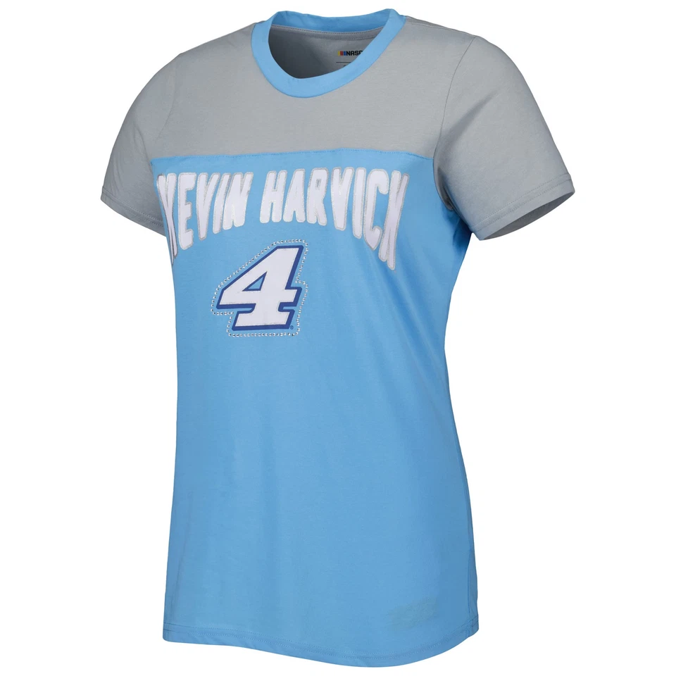 Camiseta para mujer G-III 4Her by Carl Banks azul claro/gris Kevin Harvick Box Score Foto 2 de 4
