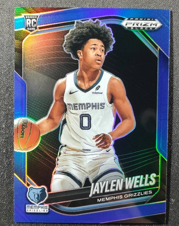 Jaylen Wells 2024-25 Panini Prizm Black Blue Prizm 028/199 RC #34