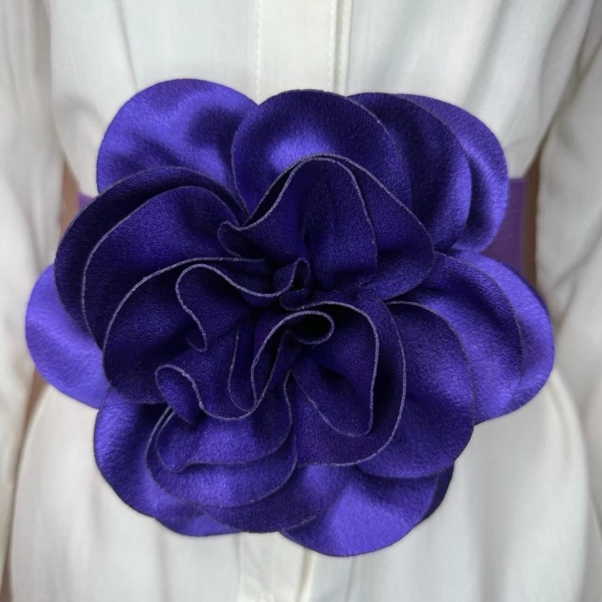 Satin Flower Elastic Waist Statement Belt Women Big Floral Elastic Wide Waist Belt Stretch Cinch  main image 2