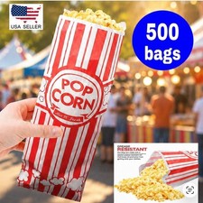  500 Bags  2 oz Popcorn Bags Red  White Striped Leak Proof Popcorn Bags