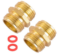 Garden Hose Connector, Male to Male Hose Adapter, 2 Pack 3/4 Inch Brass Water Ho