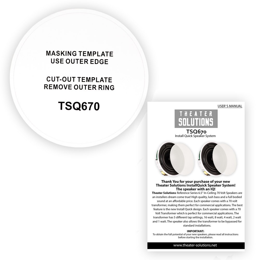 Theater Solutions TSQ670 Flush Mount 70 Volt Speakers with 6.5" Woofers Ceiling