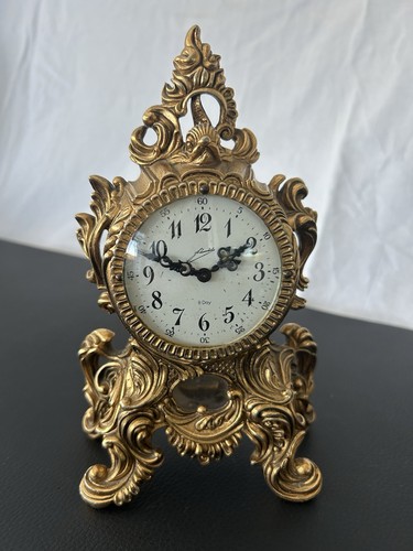 VINTAGE 8 DAY MECHANICAL  PENDULUM MANTEL CLOCK MADE IN GERMANY -ROCOCO STYLE