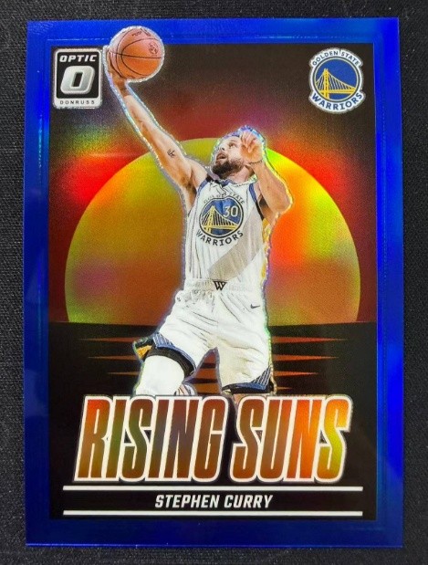 Stephen Curry 2024-25 Panini Donruss Optic Rising Suns Blue 14/49 #18