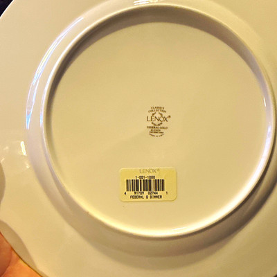 Lenox Federal Gold Dinner Plate Bone China White w/ Gold Trim, Round