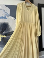 Uniqlo C Ladies Chiffon Pleated Long sleeve Yellow Dress S Unworn Summer Dress
