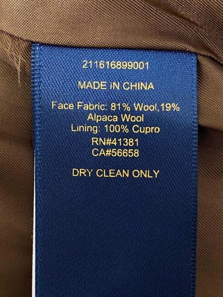 Б/у RALPH LAUREN 211616899001 длинное пальто - альпака смесь двойной чек стиль - Изображение 4 из 4