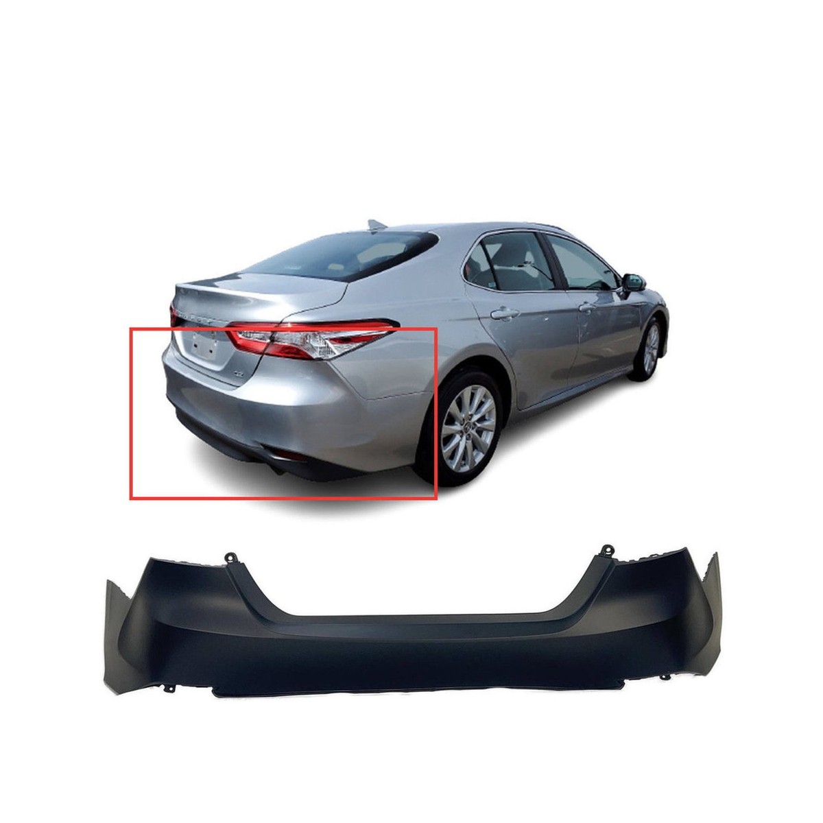 Rear Bumper Cover for 2018-2020 Toyota Camry L, LE, Hybrid