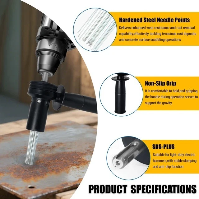 SDS Plus Electric Hammer Needle Scaler Adapter for Rust Removal Concrete Drillin - Imagen 3 de 4