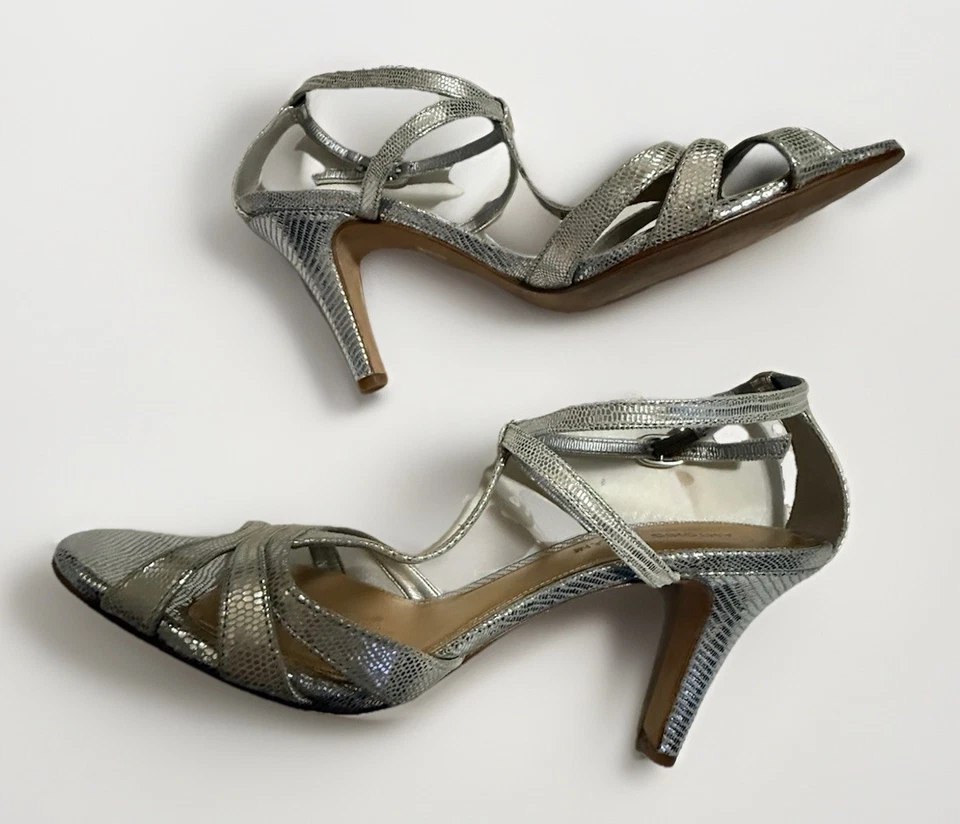 Antonio Melani Royalty с ремешками змея металлический серебряный T ремень кожаный Stiletto 9 - Изображение 4 из 4