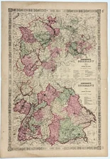 1864 GERMANY  Map  ORIGINAL LARGE (23x15)  FRANKFURT - BAVARIA - MUNSTER