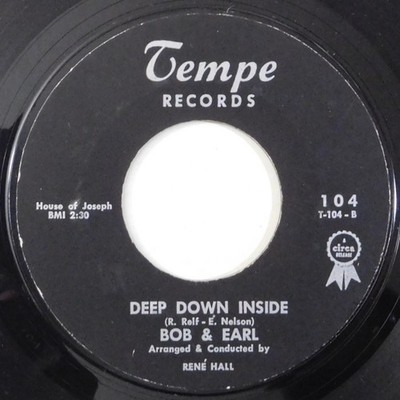 BOB & EARL Deep Down Inside, Oh Baby Doll TEMPE 45 soul r&b