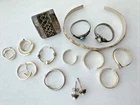 Vtg Sterling Silver Mix Jewelry Lot Lois Hill Bali Ring Hoop Cuff Mabe Pearl 38g