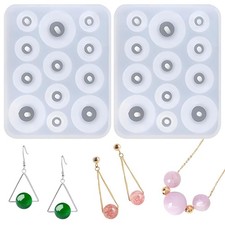 Resin Silicone Molds for Jewelry Making, Set of 2, Ball Bead Designs with Hol...