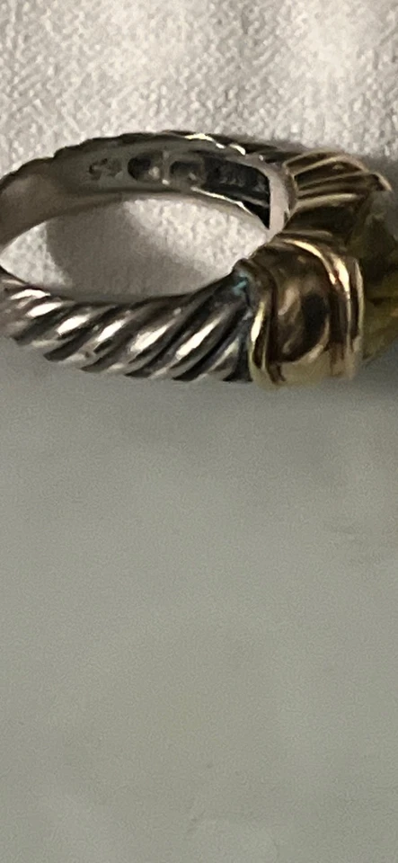 DAVID YURMAN 14K, Sterling Silver & CITRINE Stone Ring, Size 7 - Image 4 of 4