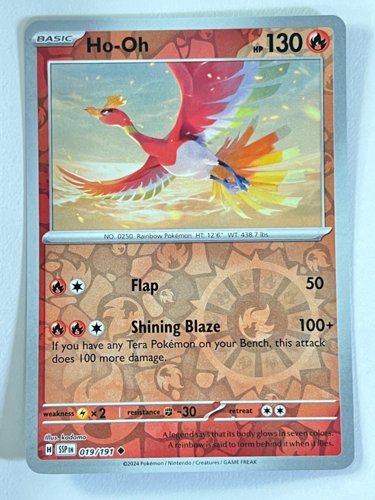 Ho-oh 019/191 Reverse Holo Uncommon Surging Sparks - Pokemon TCG - Near Mint NM