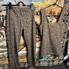 Women’s Varley Leopard Gym Set Leggings & Top Size Large Running/ Active