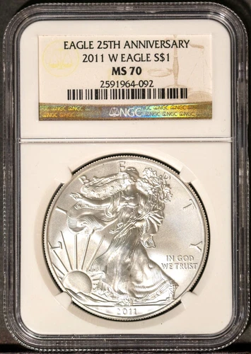2011-W $1 Silver American Eagle 25th Anniversary MS 70 NGC # 2591964-092 + Bonus