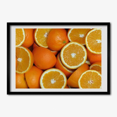 Tulup Bild MDF-gerahmte Wand-Dekor 100x70cm Hälften einer Orange