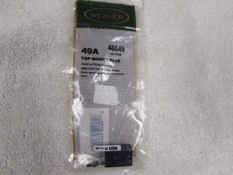 Winchester Model 70 Weaver 49A Top Mount Base 48049 Rear Base Long Action LA