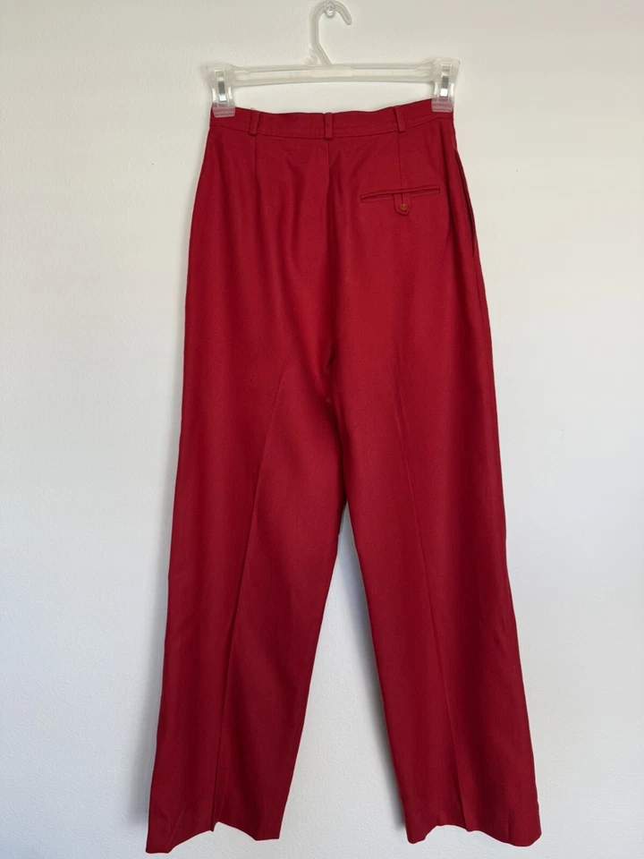 Pantalón plisado cintura alta lana roja vintage Don Sayres Neiman Marcus, años 80 S Foto 3 de 4