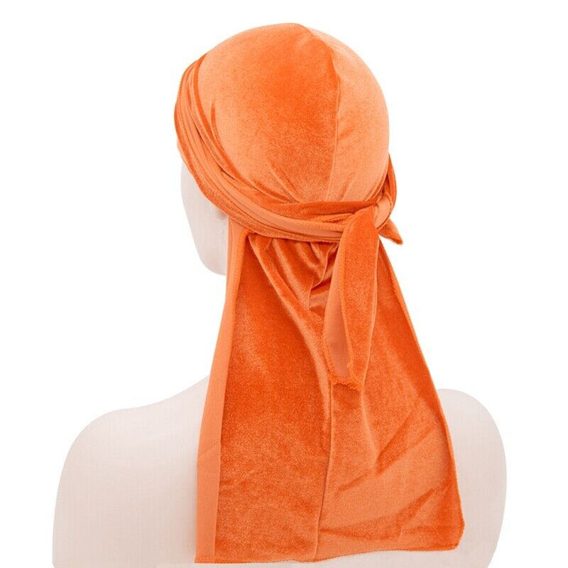 Unisex Long Men Women Velvet Breathable Bandana Hat Durag Rag Long Tail  Headwrap