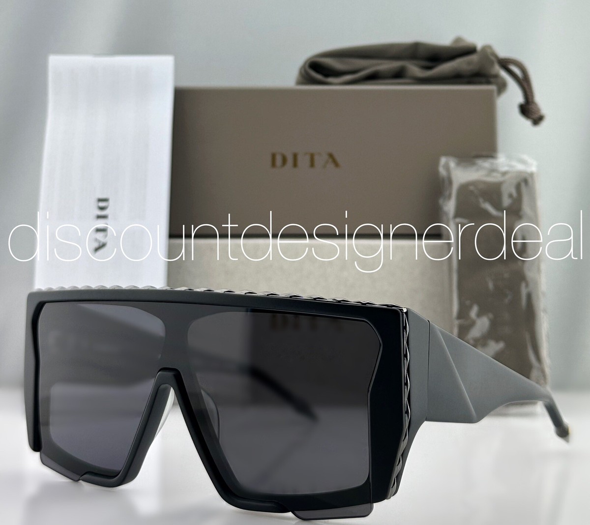 NEW DITA SUBDROP DTS429-A-02 SQUARE SUNGLASSES MATTE BLACK DARK