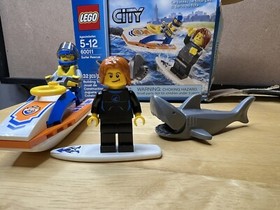 Lego Surfer Rescue boat beach city town coast guard 60011 Lego Complete READ