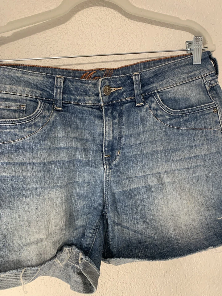 Pantalones Cortos Delia's Y2K Junior Talla 11/12 Corte Azul Mallory Denim Jean Envejecido Foto 2 de 4