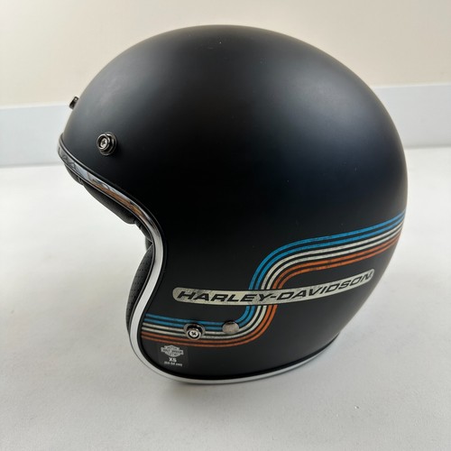 Harley-Davidson Black Retro Tank Stripe B01 3/4 Helmet 98177-17VX XS (53-54cm) - Picture 2 of 19